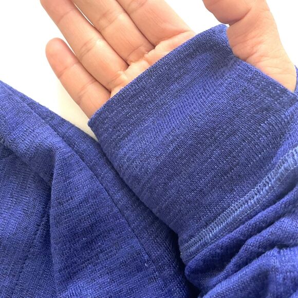 KUHL Women’s “Lea” Blue Purple Cowl Neck Tie Knit Pullover Kangaroo Pocket - Picture 14 of 16